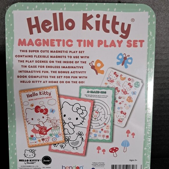 Hello Kitty Magnetic Tin Play Set And Hello Kitty Plush Toy New! Ages Three Plus - Picture 4 of 11